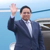 Thủ tướng Phạm Minh Chính rời Hà Nội, lên đường dự Hội nghị Cấp cao Ủy hội sông Mekong quốc tế lần thứ 4 tại Vientiane, Lào. (Ảnh: Dương Giang/TTXVN)