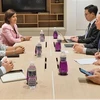 Bộ trưởng Bộ Khoa học và Công nghệ Huỳnh Thành Đạt hội kiến Phó Thủ tướng Cuba Ines Maria Chapman Waughn. (Ảnh: TTXVN phát)