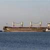 Tàu chở ngũ cốc rời cảng Chornomorsk, Ukraine. (Ảnh: AFP/TTXVN)