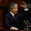 Tổng thống Ecuador Guillermo Lasso phát biểu tại phiên điều trần ở Quito ngày 16/5/2023. (Ảnh: AFP/TTXVN)