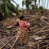 Cảnh tàn phá sau khi bão Mocha quét qua Sittwe, Myanmar, ngày 16/5/2023. (Ảnh: AFP/TTXVN)