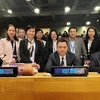 Đoàn Liên ngành Việt Nam tại Hội nghị Liên chính phủ của Liên hợp quốc diễn ra từ 19-20/6 tại New York (Mỹ). (Ảnh: TTXVN phát)