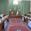 Quang cảnh hội đàm giữa Chủ tịch Quốc hội Vương Đình Huệ với Chủ tịch Quốc hội Iran Mohammad Bagher Ghalibaf. (Ảnh: Doãn Tấn/TTXVN)