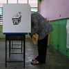 Cử tri bỏ phiếu tại một địa điểm bầu cử ở Selayang, Malaysia, ngày 12/8/2023. (Ảnh: AFP/TTXVN)