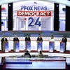 Các ứng viên tranh cử Tổng thống Mỹ của đảng Cộng hòa tham gia cuộc tranh luận tại Milwaukee, bang Wisconsin, ngày 23/8/2023. (Ảnh: AFP/TTXVN)
