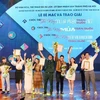 Các thí sinh đạt giải Nhất Cuộc thi Tài năng Diễn viên Kịch nói Toàn quốc năm 2023. (Ảnh: Tuấn Đức/TTXVN)