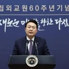 Tổng thống Hàn Quốc Yoon Suk Yeol phát biểu tại một sự kiện ở Seoul ngày 1/9/2023. (Ảnh: Yonhap/TTXVN)