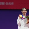 Nữ Võ sỹ Thái Lan Panipak Wongpattanakit giành huy chương Vàng Taekwondo, hạng cân 49kg, tại ASIAD 2023 ở Hàng Châu, Trung Quốc, ngày 25/9/2023. (Ảnh: THX/TTXVN)