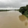 Do mưa lớn, nước sông Trà Khúc qua địa bàn thành phố Quảng Ngãi đang dâng cao. (Ảnh: Phạm Cường/TTXVN)