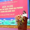 Bà Phạm Thị Hòa phát biểu tại một hội nghị củaQuận Hà Đông năm 2022 khi còn là Phó Chủ tịch quận này. (Ảnh: Ủy ban Nhân dân quận Hà Đông).