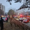 Hiện trường vụ hỏa hoạn tại một tòa nhà chung cư ở Gunpo, cách Seoul khoảng 24km về phía nam. (Nguồn: Yonhap)