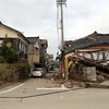 Một ngôi nhà bị hư hại sau động đất tại Wajima, tỉnh Ishikawa, Nhật Bản ngày 1/1/2024. (Ảnh: AFP/TTXVN)