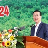 Chủ tịch nước Võ Văn Thưởng phát biểu tại Lễ phát động Tết trồng cây “Đời đời nhớ ơn Bác Hồ” Xuân Giáp Thìn 2024. (Ảnh: Thống Nhất/TTXVN)