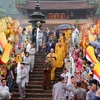 Lễ hội chùa Hương Xuân Giáp Thìn 2024 chính thức khai mạc với chủ đề "Lễ hội chùa Hương an toàn-văn minh-thân thiện." (Ảnh: Thanh Tùng/TTXVN)