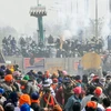 Nông dân tham gia biểu tình tại Shambhu, Ấn Độ, ngày 21/2/2024. (Ảnh: AFP/TTXVN)