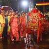 Nghi thức rước kiệu tại lễ Khai ấn đền Trần xuân Giáp Thìn 2024. (Ảnh: Công Luật/TTXVN)