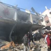Một tòa nhà bị phá hủy sau cuộc không kích của Israel tại Rafah, Dải Gaza, ngày 24/2/2024. (Ảnh: THX/TTXVN)