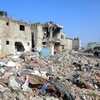 Cảnh đổ nát sau cuộc không kích tại Khan Younis, Dải Gaza, ngày 28/2/2024. (Ảnh: THX/TTXVN)