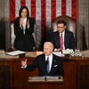Tổng thống Mỹ Joe Biden trình bày Thông điệp liên bang trước Quốc hội Lưỡng viện, ngày 7/3/2024. (Ảnh: AFP/TTXVN)