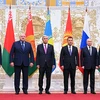Lãnh đạo các nước thành viên tham dự Hội nghị Thượng đỉnh Tổ chức Hiệp ước An ninh Tập thể (CSTO) tại Minsk, Belarus, ngày 23/11/2023. (Ảnh: AFP/TTXVN)