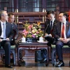 Chủ tịch Quốc hội Vương Đình Huệ tiếp ông Vương Bân, Tổng Giám đốc Tập đoàn Xây dựng Điện lực Trung Quốc (Power China). (Ảnh: Nhan Sáng/TTXVN)