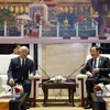Thủ tướng Lào Sonexay Siphandone tiếp Chủ tịch Ủy ban Trung ương Mặt trận Tổ Quốc Việt Nam Đỗ Văn Chiến. (Ảnh: Phạm Kiên/TTXVN)
