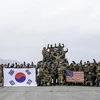 Binh sỹ Mỹ và Hàn Quốc tham gia tập trận bắn đạn thật taị Pocheon, gần khu vực biên giới liên Triều. (Ảnh: YONHAP/TTXVN)