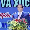 Thủ tướng Phạm Minh Chính phát biểu tại Hội nghị công bố quy hoạch tỉnh Ninh Thuận. (Ảnh: Dương Giang/TTXVN)