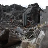 Ngôi nhà bị phá hủy trong xung đột Israel-Hamas ở thành phố Deir el-Balah, Dải Gaza, ngày 1/5/2024. (Ảnh: THX/TTXVN)