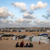Người tị nạn Palestine tai khu trại tạm ở thành phố Rafah, Dải Gaza, ngày 30/4/2024. (Ảnh: AFP/TTXVN)