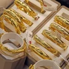 Vàng trang sức được bày bán tại một cửa hàng kinh doanh vàng Bảo Tín Minh Châu. (Ảnh: Trần Việt/TTXVN)