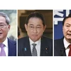 Tổng thống Yoon Suk Yeol (phải) sẽ hội đàm với Thủ tướng Trung Quốc Lý Cường (trái) và Thủ tướng Nhật Bản Fumio Kishida (giữa) vào ngày 27/5. (Nguồn: EPA)