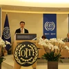 Đại sứ Việt Nam tại Geneva Mai Phan Dũng phát biểu tại khóa họp 112 Hội nghị Lao động Quốc tế. (Ảnh: TTXVN)