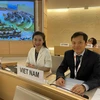 Đoàn Việt Nam tại Khóa họp lần thứ 56 của Hội đồng Nhân quyền Liên hợp quốc. (Ảnh: TTXVN phát)