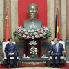 Chủ tịch nước Tô Lâm tiếp Chủ tịch Chính hiệp Trung Quốc Vương Hộ Ninh. (Ảnh: Nhan Sáng/TTXVN)