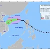 Vị trí và hướng đi của cơn bão số 9. (Nguồn: Trung tâm Dự báo Khí tượng Thủy văn Quốc gia)