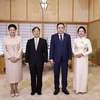 Chủ tịch Quốc hội Trần Thanh Mẫn và Phu nhân hội kiến Nhà vua Naruhito cùng Hoàng hậu Masako. (Ảnh: Doãn Tấn/TTXVN)