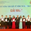 Sáng 7/6, Lễ trao Giải thưởng toàn quốc về thông tin đối ngoại năm 2018 đã chính thức diễn ra tại Trung tâm Thông tấn Quốc. (Ảnh: Minh Sơn/Vietnam+)