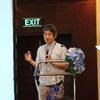Giáo sư Koiiti Hasida – Đồng trưởng ban tổ chức PACLING 2019 phát biểu tại hội nghị. (Ảnh: PV/Vietnam+)