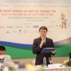 Ông Vũ Quốc Khánh - Phó Chủ tịch VNISA thông báo chính thức mở hệ thống cuộc thi. (Ảnh: Minh Sơn/Vietnam+)