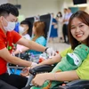 Sáng 7/9, tại Thái Nguyên, Samsung Việt Nam đã tổ chức Lễ phát động chương trình Hiến máu tình nguyện 'Chung dòng máu Việt 2022' nhằm chung tay khắc phục tình trạng khan hiếm máu trong cấp cứu và điều trị. (Ảnh: Minh Sơn/Vietnam+)