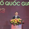 Bộ trưởng Bộ Thông tin và Truyền thông Nguyễn Mạnh Hùng phát biểu tại sự kiện. (Ảnh: Minh Quyết/TTXVN)