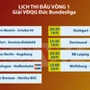 Lịch thi đấu Bundesliga mùa giải 2020-21 vòng 1.(Nguồn: VTV)