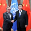 Tổng Thư ký Liên hợp quốc (LHQ) Antonio Guterres và Chủ tịch Trung Quốc Tập Cận Bình tại Diễn đàn châu Á Bác Ngao 2018. (Nguồn: THX/TTXVN)