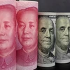 Đồng tiền giấy 100 Nhân dân tệ (trái) và đồng đôla Mỹ ở Bắc Kinh. (Nguồn: Reuters/ TTXVN)