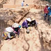 Nền móng tháp Chăm được phát hiện tại phế tích Chà Rầy khoảng 1.000 năm tuổi ở xã Nhơn Lộc, thị xã An Nhơn, tỉnh Bình Định. (Nguồn: Nguyên Linh-TTXVN)