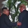Những cử chỉ thân thiện giữa Tổng thống Mỹ Donald Trump và nhà lãnh đạo Triều Tiên Kim Jong-un. (Nguồn: Straits Times)