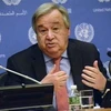 Tổng Thư ký Liên hợp quốc Antonio Guterres phát biểu tại một cuộc họp báo ở New York, Mỹ. (Nguồn: Kyodo/TTXVN)