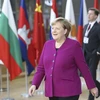 Thủ tướng Đức Angela Merkel tới dự Hội nghị cấp cao Á-Âu ở Brussles, Bỉ ngày 19/10/2018. Ảnh: THX/ TTXVN