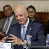 Đặc phái viên Liên hợp quốc về Syria Staffan de Mistura tại cuộc họp ở Geneva, Thụy Sĩ ngày 11/9. (Nguồn: THX/TTXVN)
